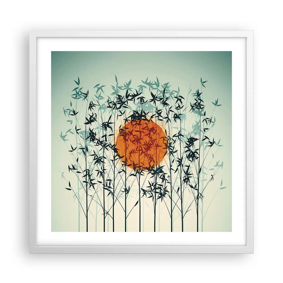 Poster in cornice bianca - Sole giapponese - 50x50 cm