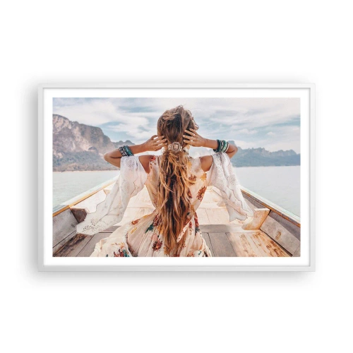 Poster in cornice bianca - In cammino verso la felicità - 91x61 cm