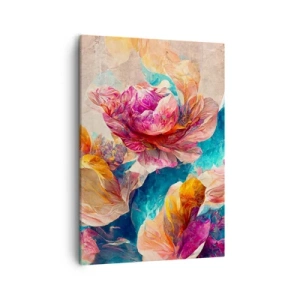 Quadro su tela - Stampe su Tela - Fiori colorati su sfondo beige - 50x70cm - Lo splendore colorato del bouquet - Decorazione murale moderna per soggiorno e camera da letto ARTTOR