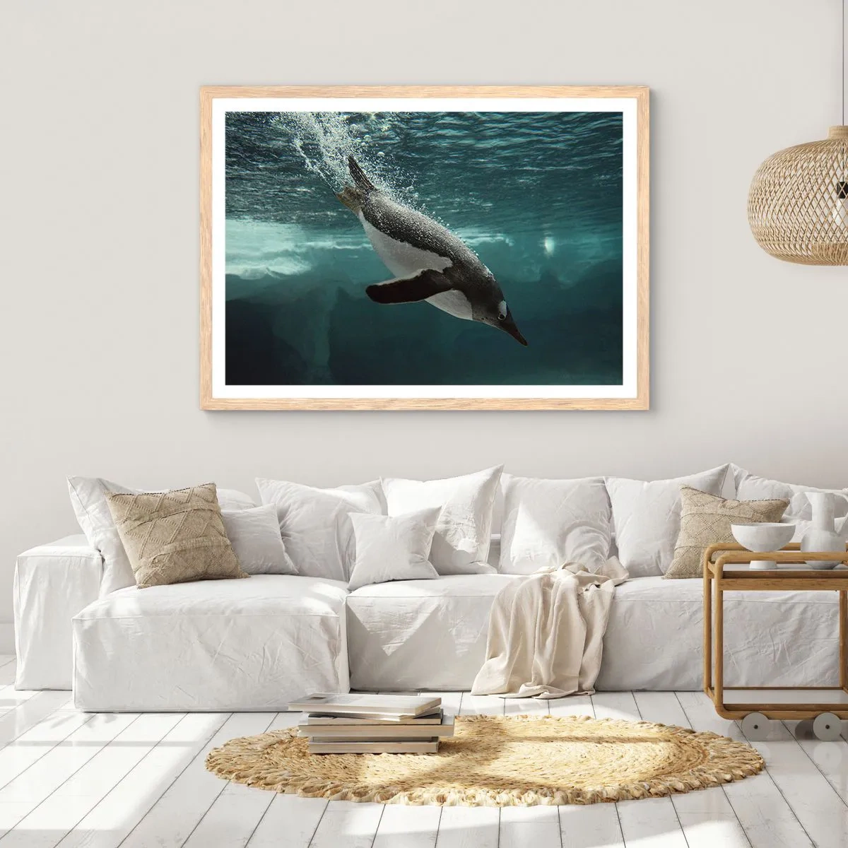 Poster in cornice rovere chiaro - Benvenuto nel mio mondo - 100x70 cm