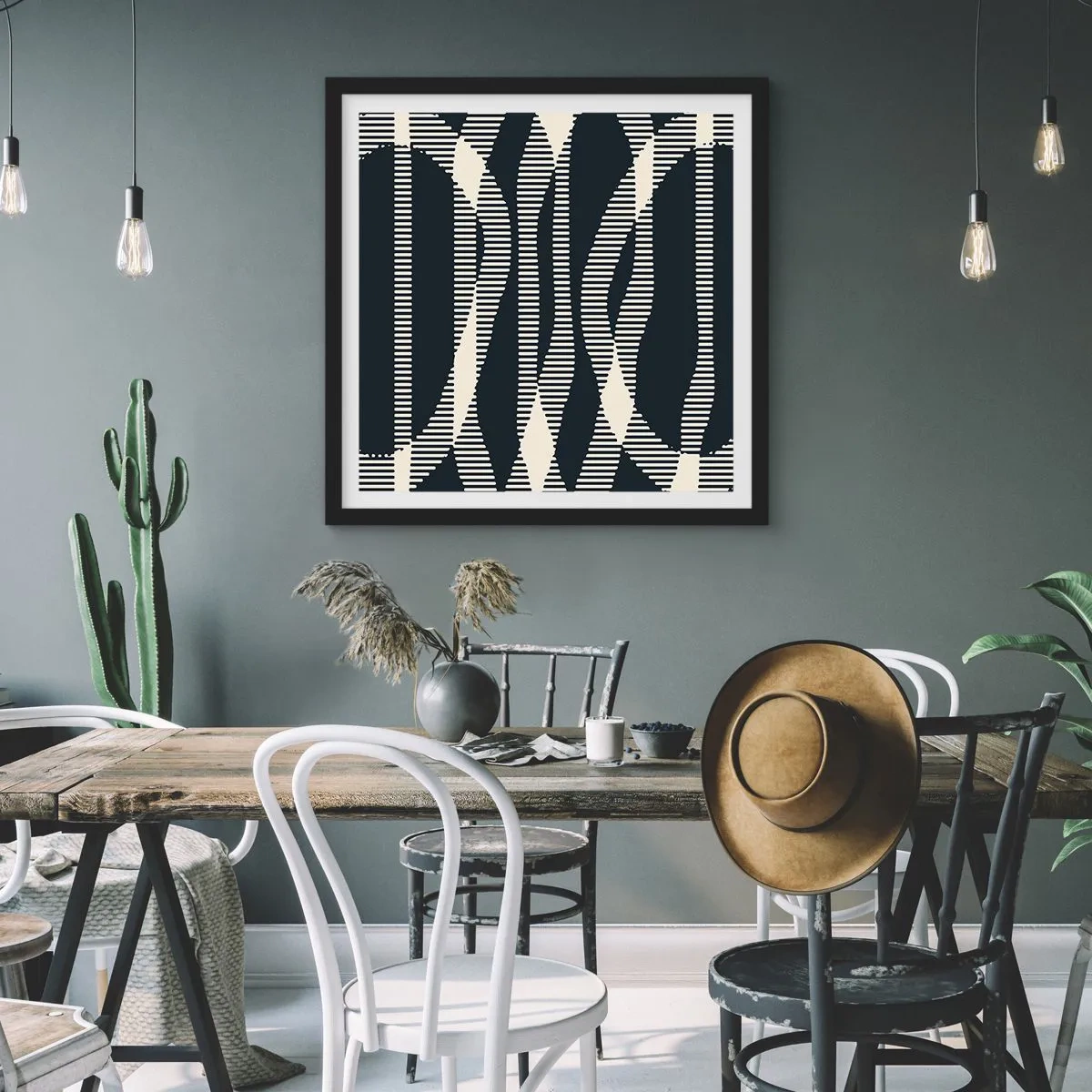 Poster in cornice nera - Tentativo di rompere l'oscurità - 50x50 cm