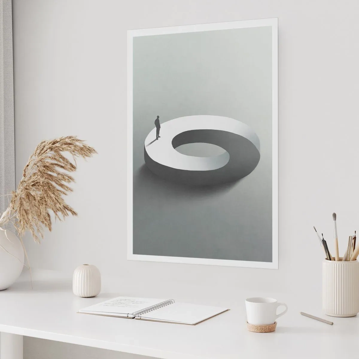 Poster - Una figura minimalista su una struttura geometrica - 50x70cm - Prova a cavartela - Decorazione murale moderna per soggiorno e camera da letto ARTTOR