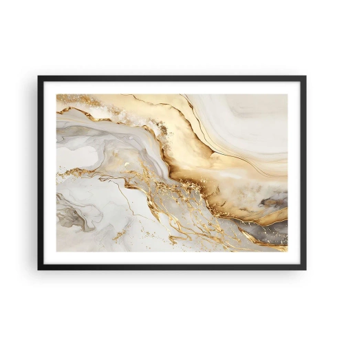 Poster in cornice nera - Motivi astratti in oro e marmo su uno sfondo chiaro - 70x50cm - Astrazione: bellezza e bontà - Decorazione murale moderna per soggiorno e camera da letto ARTTOR
