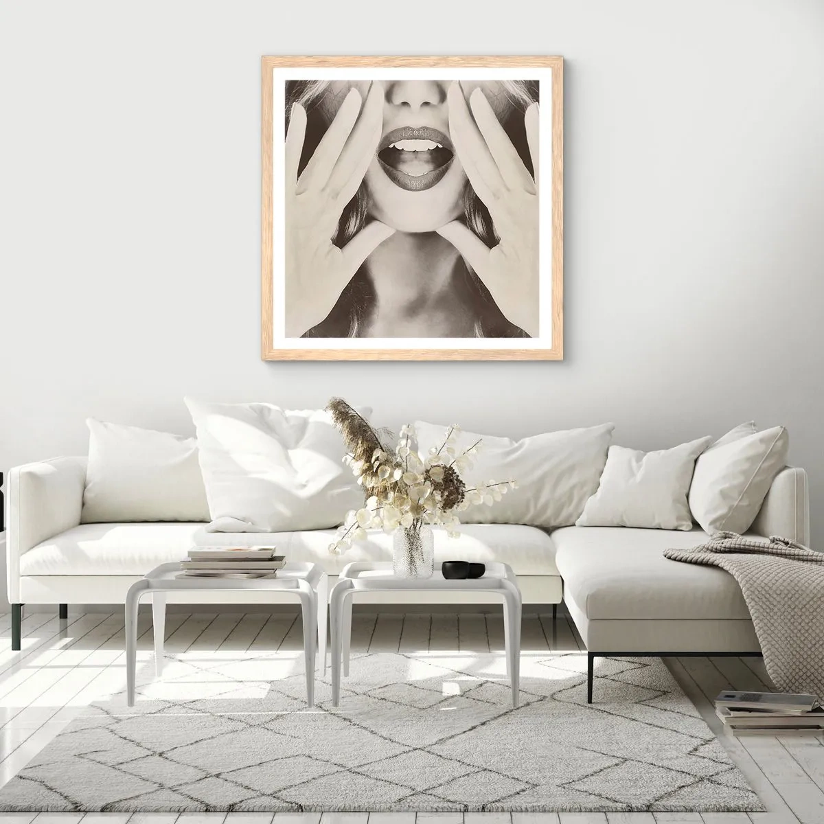 Poster in cornice rovere chiaro - Arrivo! - 60x60 cm
