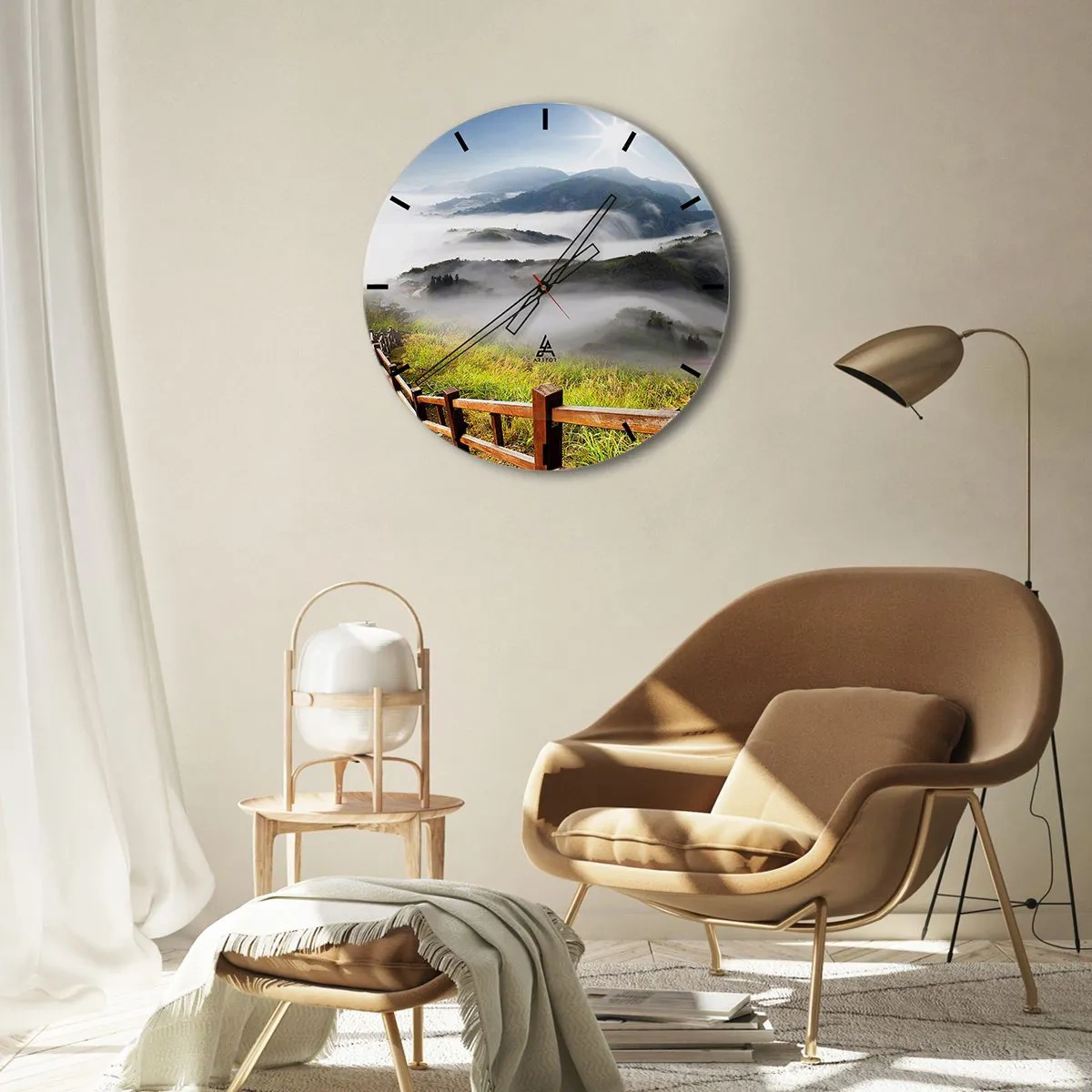 Orologio da parete - Orologio in Vetro - Avvolti di luce e nebbia - 40x40 cm