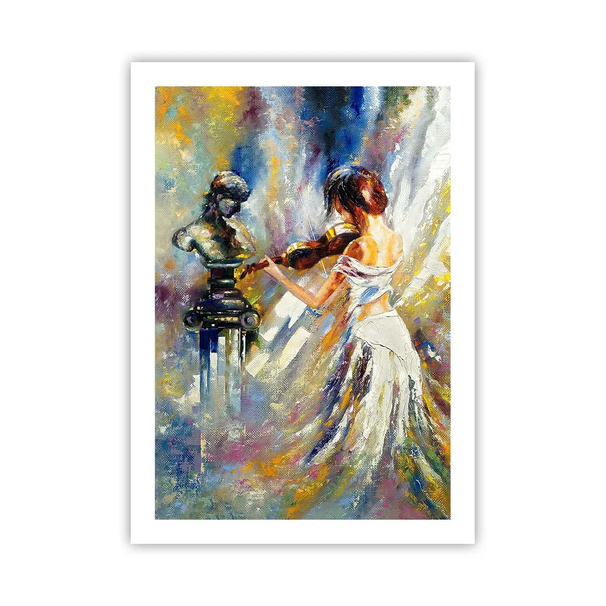 Poster - Scena astratta di una donna che suona il violino - 50x70cm - Ravvivare con il sentimento - Decorazione murale moderna per soggiorno e camera da letto ARTTOR
