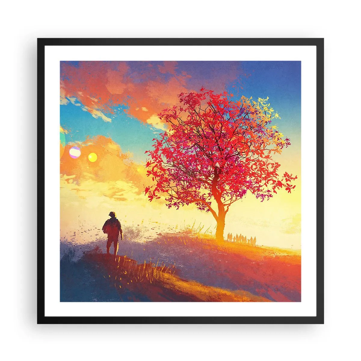 Poster in cornice nera - Pellegrino alla meta - 60x60 cm