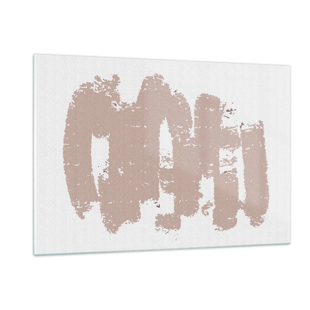 Quadro su vetro - Pennellate di vernice rosa su sfondo bianco - 120x80cm - Astrazione in un rosa mite - Decorazione murale moderna per soggiorno e camera da letto ARTTOR