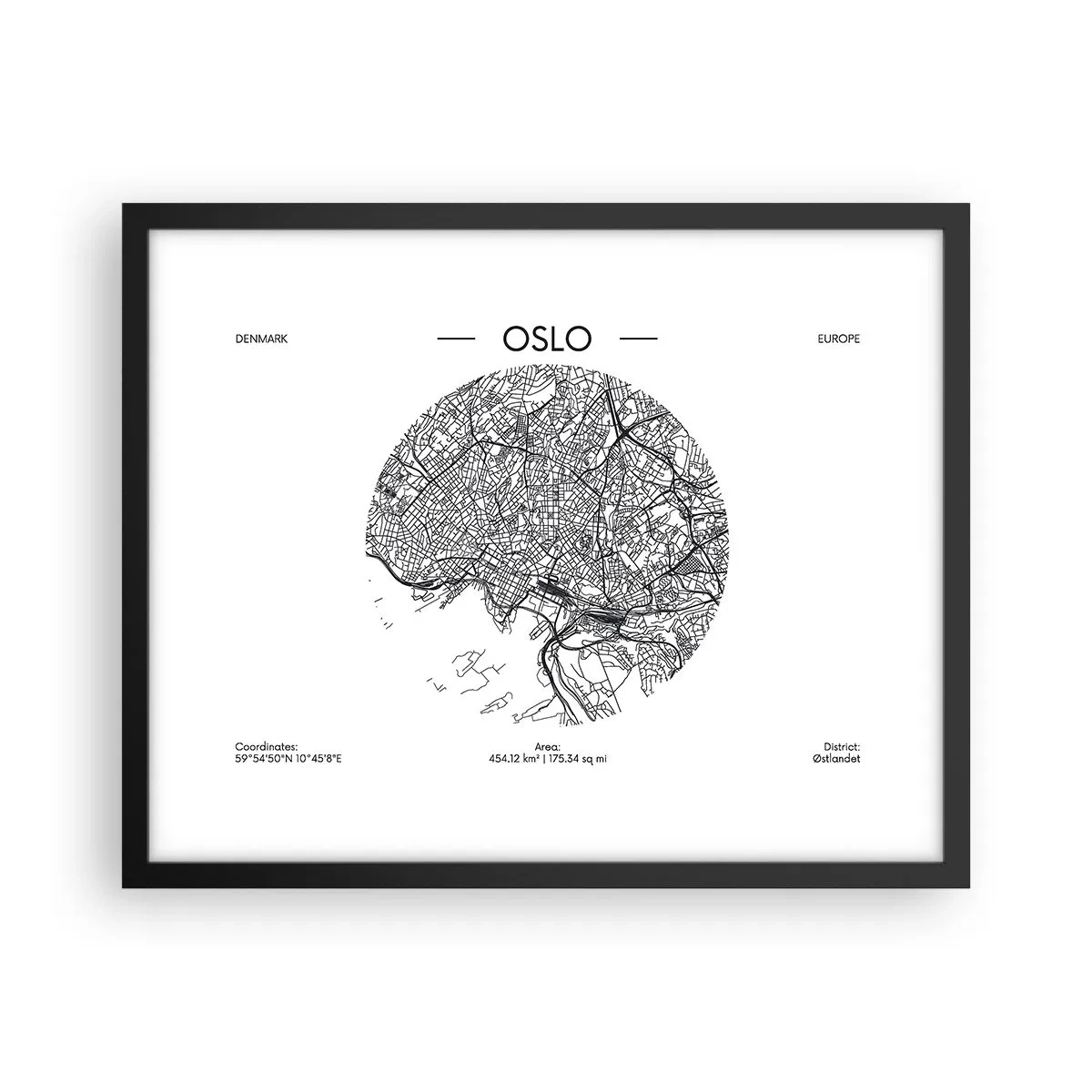Poster in cornice nera - Anatomia di Oslo - 50x40 cm