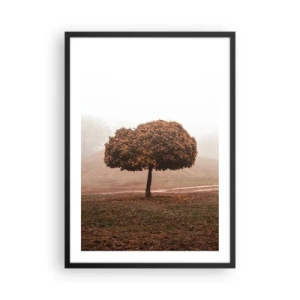 Poster in cornice nera - Un albero solitario nella nebbia autunnale - 50x70cm - Dopo un'estate laboriosa - Decorazione murale moderna per soggiorno e camera da letto ARTTOR