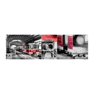 Campione di Fotomurale Premium Canvas - Sarà il viaggio della propria vita? - Treno passeggeri, Stazione ferroviaria, piattaforma - 100x30 cm