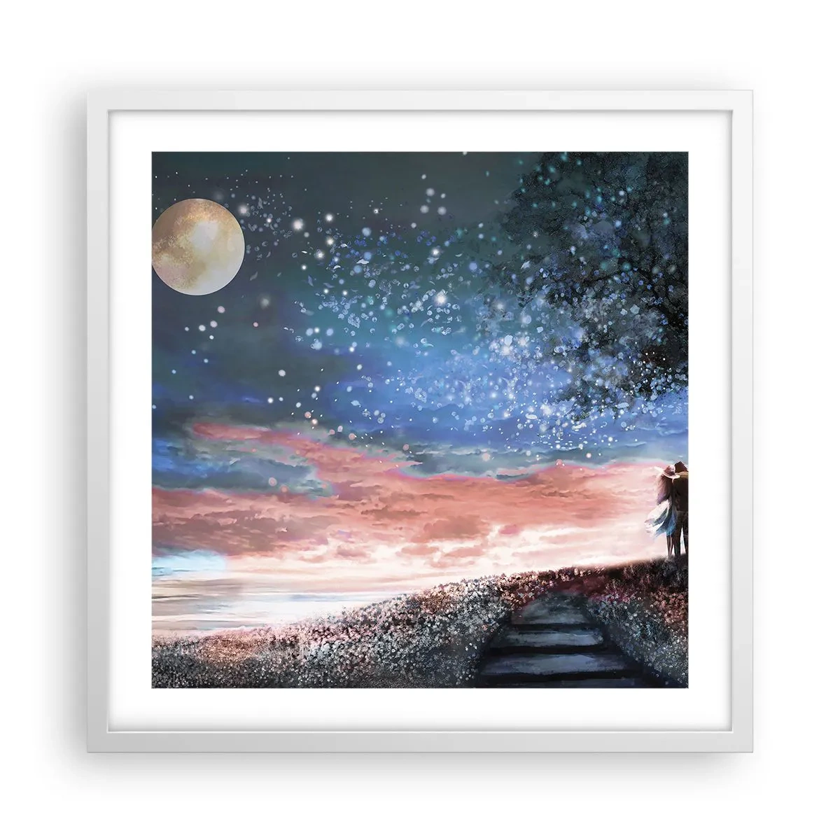 Poster in cornice bianca - Lo spettacolo delle stelle - 50x50 cm