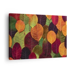 Quadro su tela - Stampe su Tela - Foglie colorate disposte in un motivo autunnale - 70x50cm - Mosaico autunnale - Decorazione murale moderna per soggiorno e camera da letto ARTTOR
