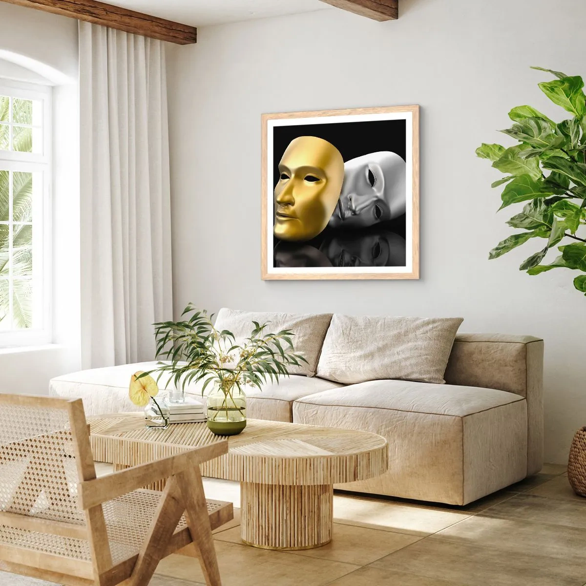 Poster in cornice rovere chiaro - La vita è teatro - 40x40 cm