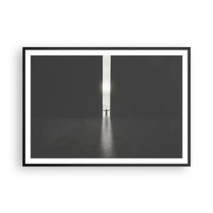 Poster in cornice nera - Un uomo in piedi alla luce di una stretta fessura in uno spazio buio - 100x70cm - Un passo verso un chiaro futuro - Decorazione murale moderna per soggiorno e camera da letto ARTTOR