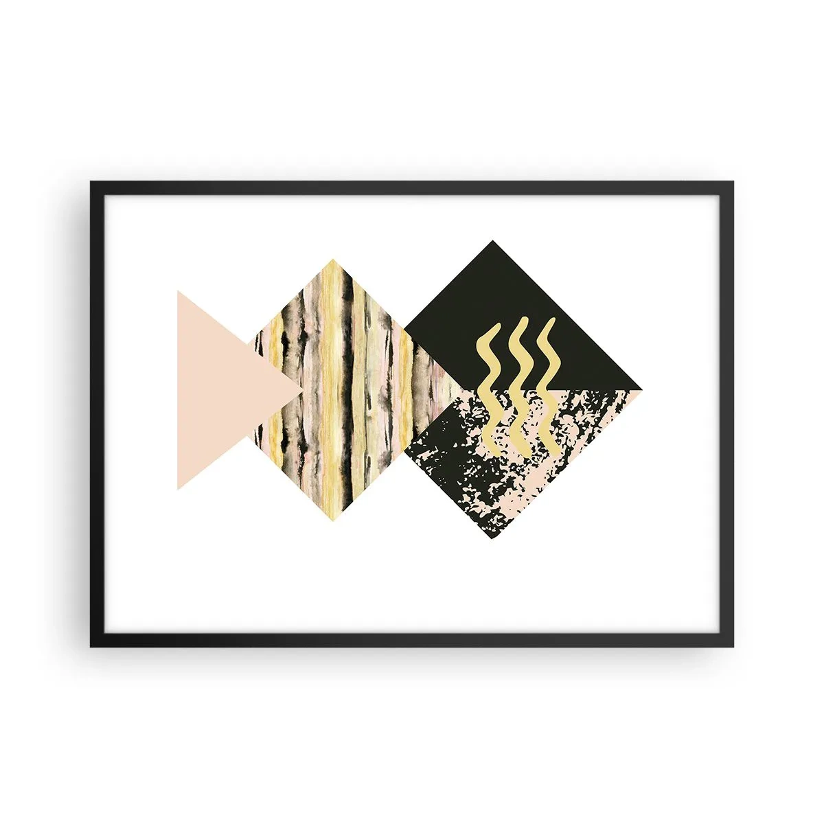 Poster in cornice nera - Forme geometriche con motivi astratti - 70x50cm - Non è così facile - Decorazione murale moderna per soggiorno e camera da letto ARTTOR