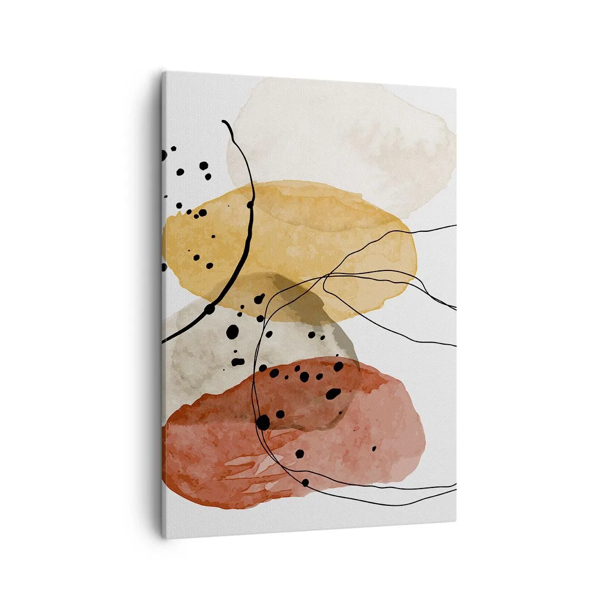 Quadro su tela - Stampe su Tela - Macchie astratte nei toni del beige, giallo e rosso - 50x70cm - Come aria leggera e trasparente - Decorazione murale moderna per soggiorno e camera da letto ARTTOR
