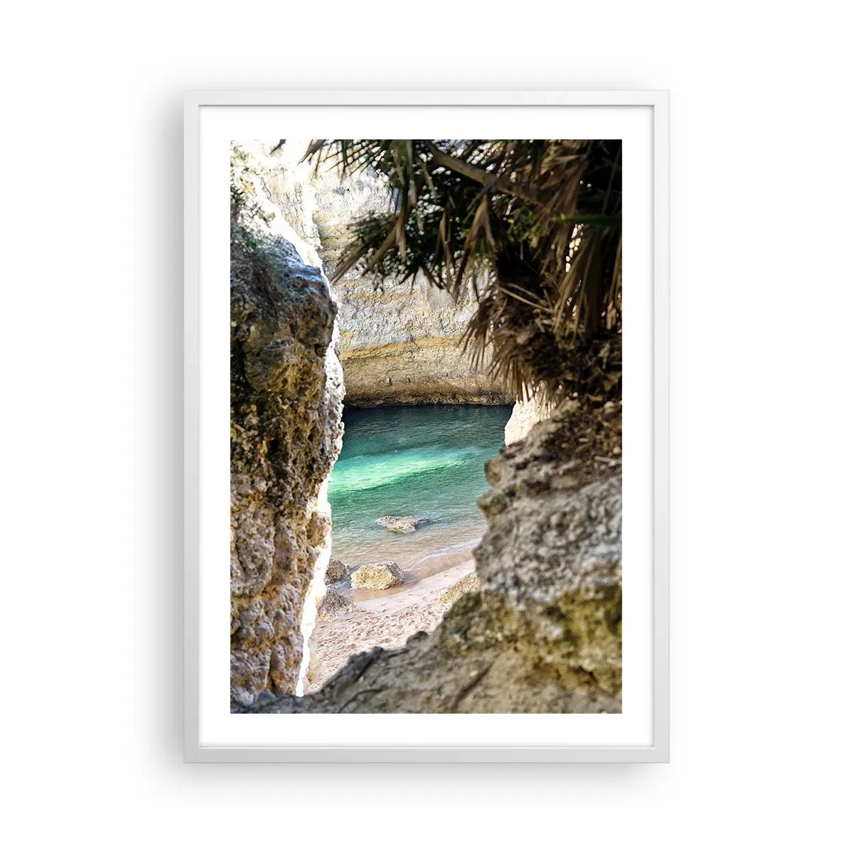 Poster in cornice bianca - La baia turchese - 50x70 cm
