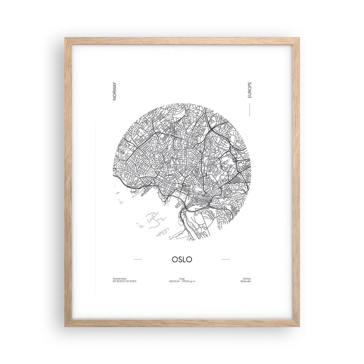 Poster in cornice rovere chiaro - Anatomia di Oslo - 40x50 cm