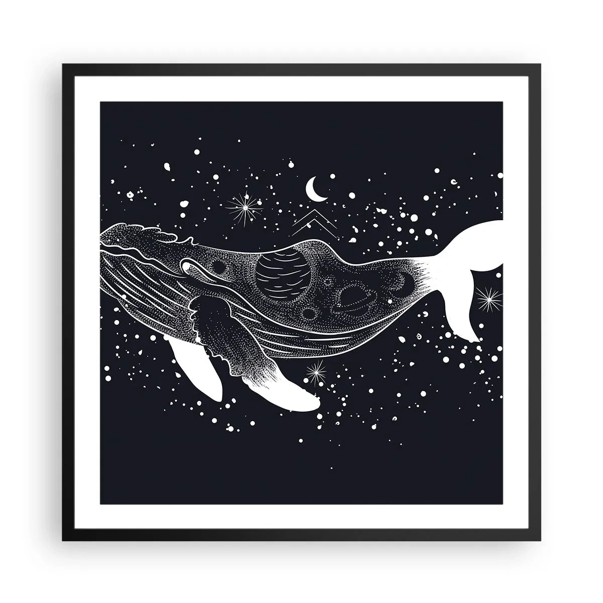 Poster in cornice nera - Nell'oceano dell'universo - 60x60 cm