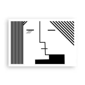 Poster - Astrazione geometrica di un bacio in bianco e nero - 100x70cm - Semplicemente un bacio - Decorazione murale moderna per soggiorno e camera da letto ARTTOR