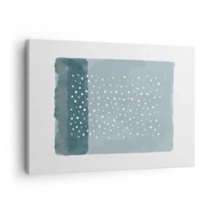 Quadro su tela - Stampe su Tela - Un dipinto minimalista nei toni del blu con puntini - 70x50cm - Spuntate nel blu - Decorazione murale moderna per soggiorno e camera da letto ARTTOR
