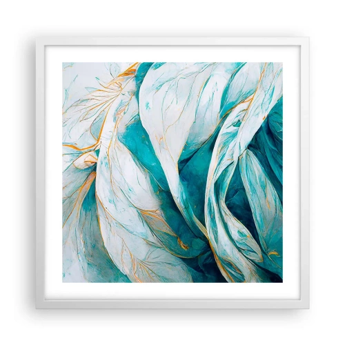 Poster in cornice bianca - Astrazione blu con motivi d'oro - 50x50 cm