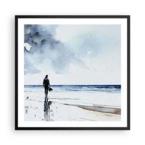 Poster in cornice nera - Dialogo con il mare - 60x60 cm