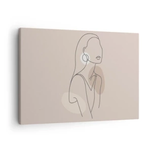 Quadro su tela - Stampe su Tela - Illustrazione minimalista di una donna con contorni su uno sfondo beige - 70x50cm - Icona di giovinezza - Decorazione murale moderna per soggiorno e camera da letto ARTTOR