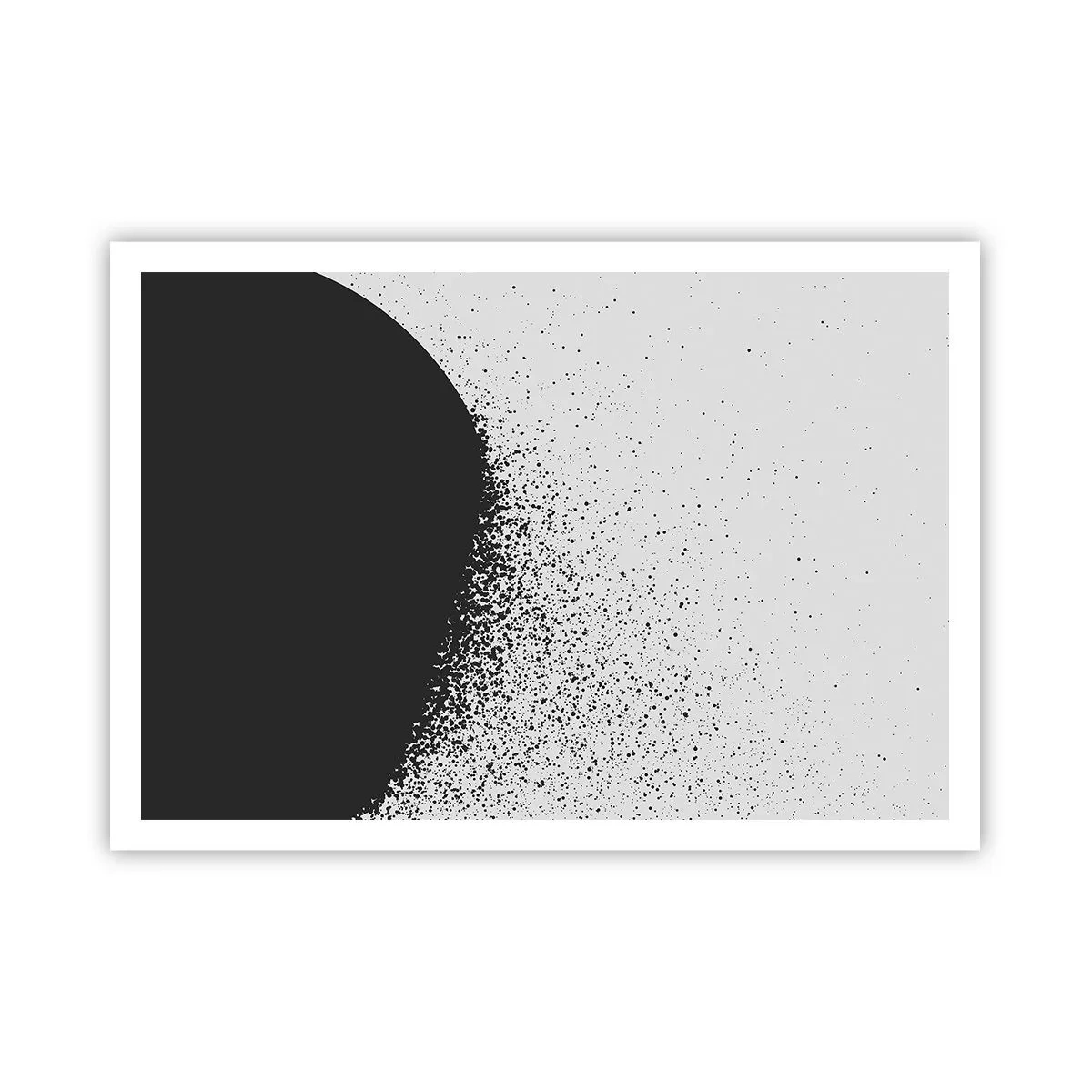 Poster - Motivo astratto con particelle nere su sfondo chiaro - 100x70cm - Il movimento delle particelle - Decorazione murale moderna per soggiorno e camera da letto ARTTOR