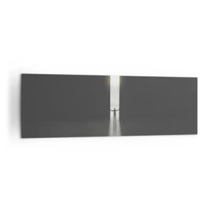 Quadro su tela - Stampe su Tela - Un uomo in piedi alla luce di una stretta fessura in uno spazio buio - 160x50cm - Un passo verso un chiaro futuro - Decorazione murale moderna per soggiorno e camera da letto ARTTOR