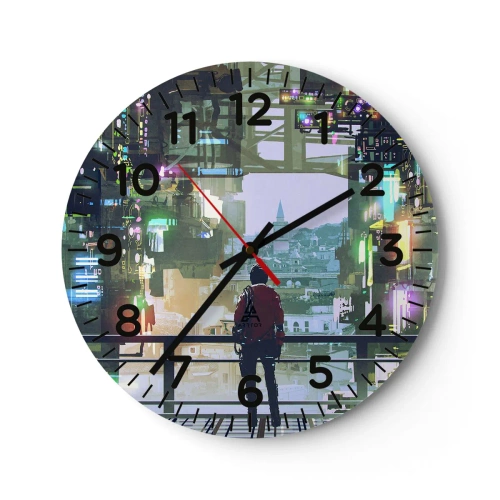 Orologio da parete - Orologio in Vetro - Due mondi - 30x30 cm