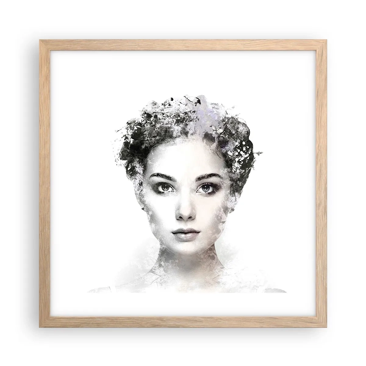 Poster in cornice rovere chiaro - Ritratto estremamente alla moda - 40x40 cm