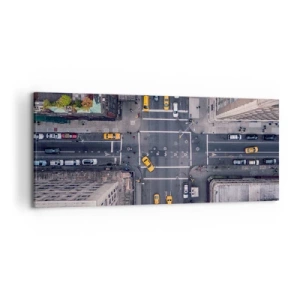 Quadro su tela - Stampe su Tela - Vista aerea di una trafficata strada cittadina - 120x50cm - Scelta semplice - Decorazione murale moderna per soggiorno e camera da letto ARTTOR