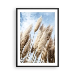 Poster in cornice nera - Erba della pampa contro il cielo - 50x70cm - Le carezze del sole e del vento - Decorazione murale moderna per soggiorno e camera da letto ARTTOR