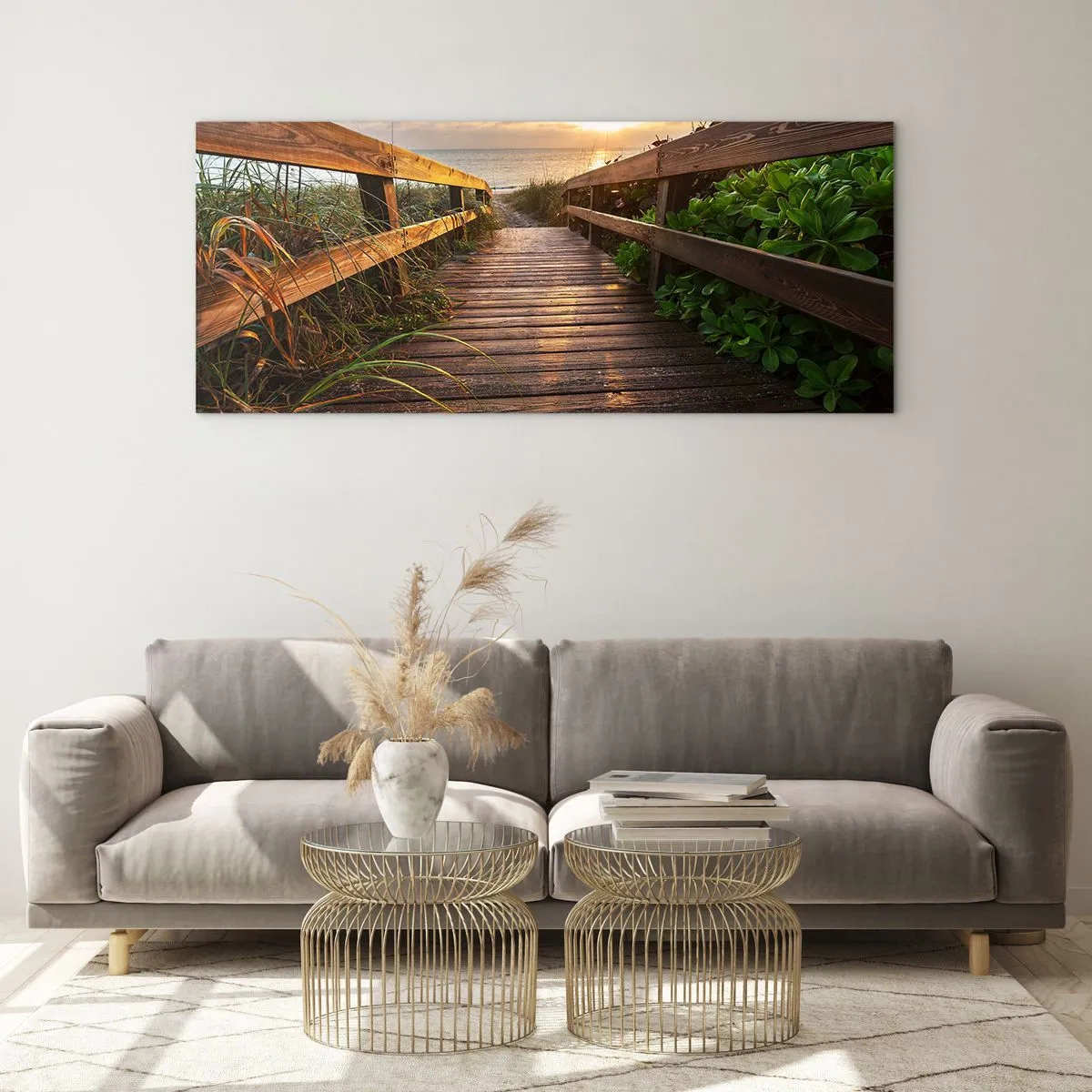 Quadro su vetro - Dritto verso la riva - 100x40 cm