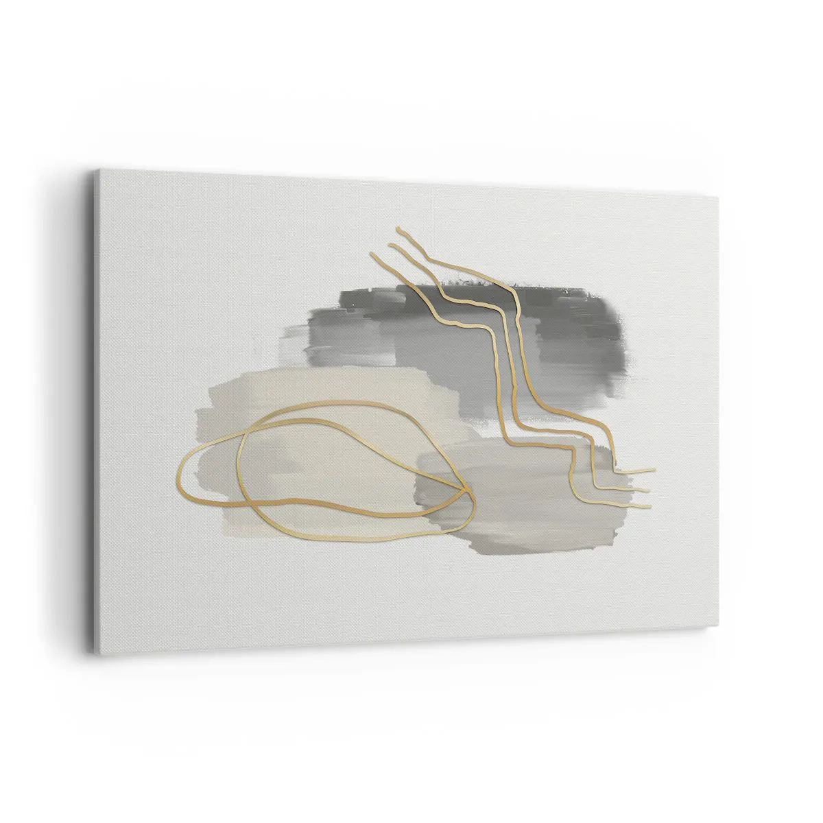 Quadro su tela - Stampe su Tela - Linee dorate astratte su sfondo grigio - 120x80cm - Durata e movimento - Decorazione murale moderna per soggiorno e camera da letto ARTTOR