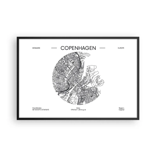 Poster in cornice nera - Anatomia di Copenaghen - 91x61 cm