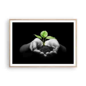 Poster in cornice rovere chiaro - Amo la natura, la proteggo - 100x70 cm