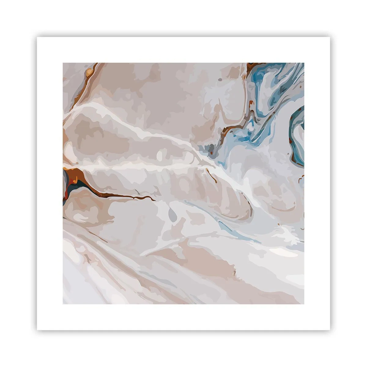 Poster - Meandri blu sotto il bianco - 40x40 cm