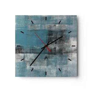 Orologio da parete - Orologio in Vetro - Una composizione astratta nelle tonalità del blu con texture e strati. - 30x30cm - Acqua e aria - Decorazione murale moderna per soggiorno e camera da letto ARTTOR