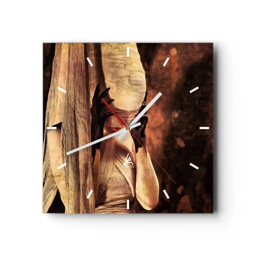 Orologio da parete - Orologio in Vetro - Una donna con un velo e uno stile misterioso su uno sfondo scuro - 30x30cm - Tra il bene e il male - Decorazione murale moderna per soggiorno e camera da letto ARTTOR