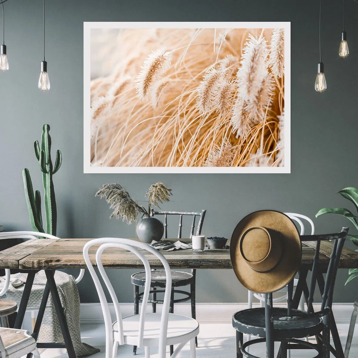 Poster - Primo piano di erbe dorate e delicate alla luce del sole - 100x70cm - Il fruscio dorato dell'erba - Decorazione murale moderna per soggiorno e camera da letto ARTTOR