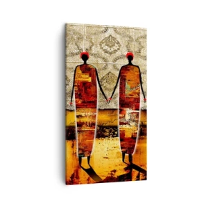 Quadro su tela - Stampe su Tela - Composizione etnica nei colori dell'Africa - 45x80 cm