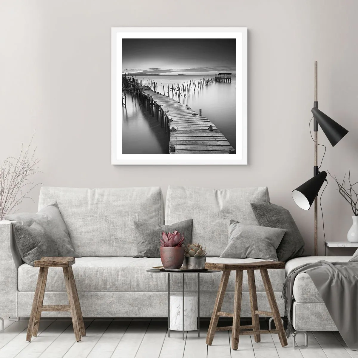 Poster in cornice bianca - La pace della riva dimenticata - 30x30 cm