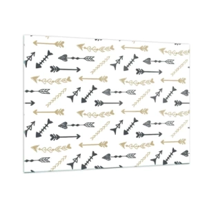 Quadro su vetro - Un motivo di frecce di diversi colori su uno sfondo bianco - 100x70cm - Il sogno dell'arciere - Decorazione murale moderna per soggiorno e camera da letto ARTTOR