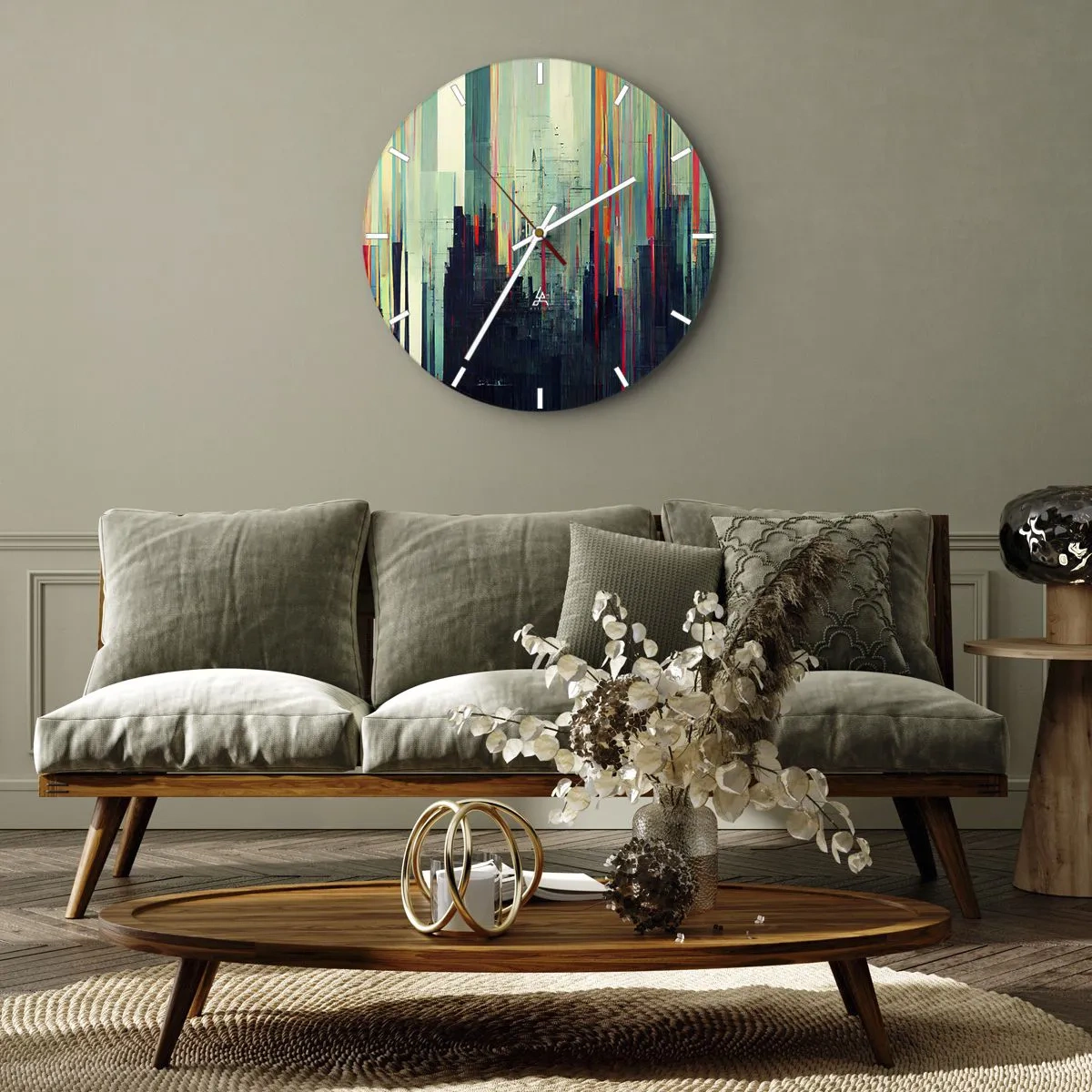 Orologio da parete - Orologio in Vetro - Città futuristica - 40x40 cm