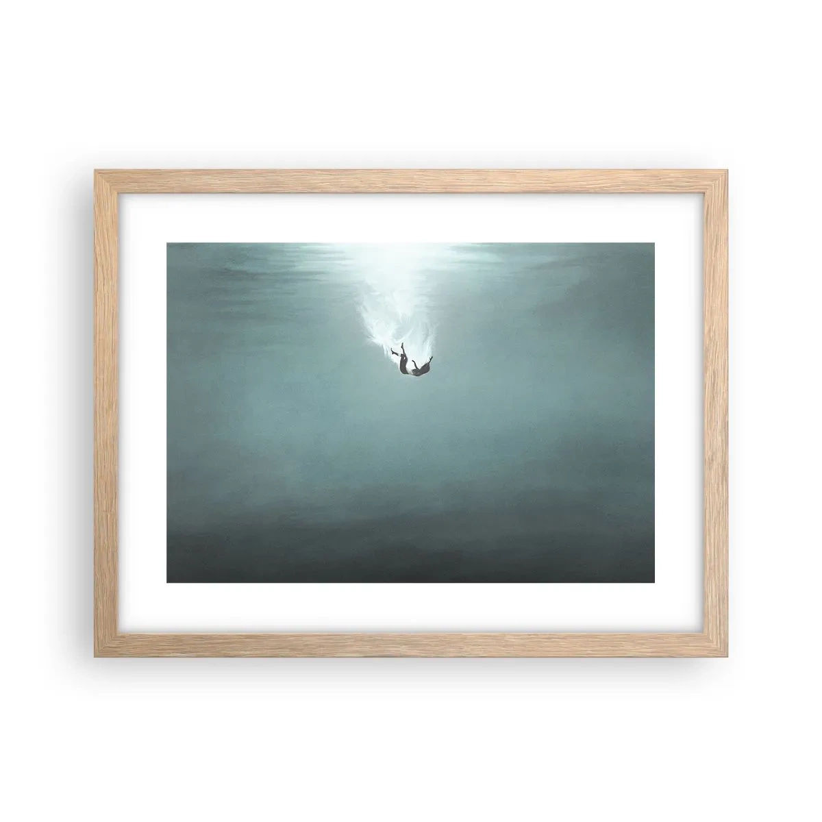 Poster in cornice rovere chiaro - Nell'abbraccio dell'oceano - 40x30 cm