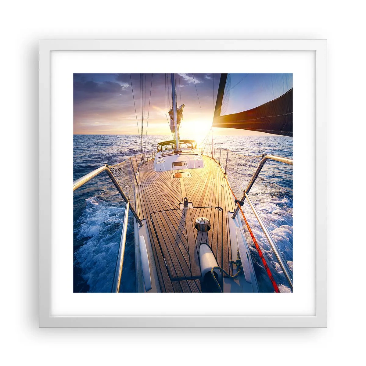 Poster in cornice bianca - Correndo sulle onde - 40x40 cm