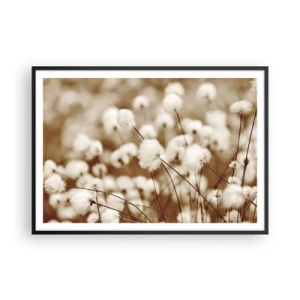 Poster in cornice nera - Un campo di delicate piante color seppia - 100x70cm - Campo di morbidezza - Decorazione murale moderna per soggiorno e camera da letto ARTTOR